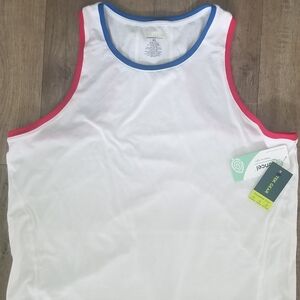 (2) White Tek Gear Tank with Blue and Red Trimming Women's XL